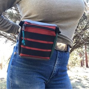 Handmade Upcycled Color Block Utility Pouch Hip/Belt Bag